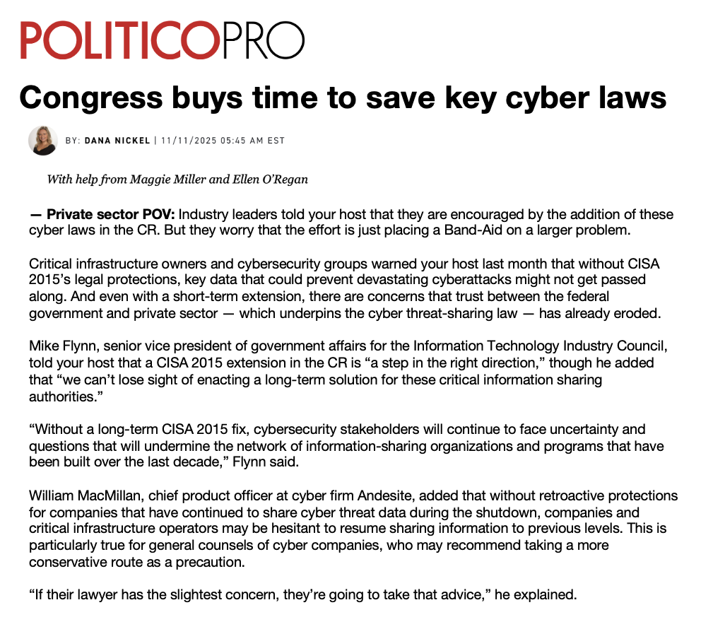 Andesite’s Chief Product Officer William MacMillan talks with Politico